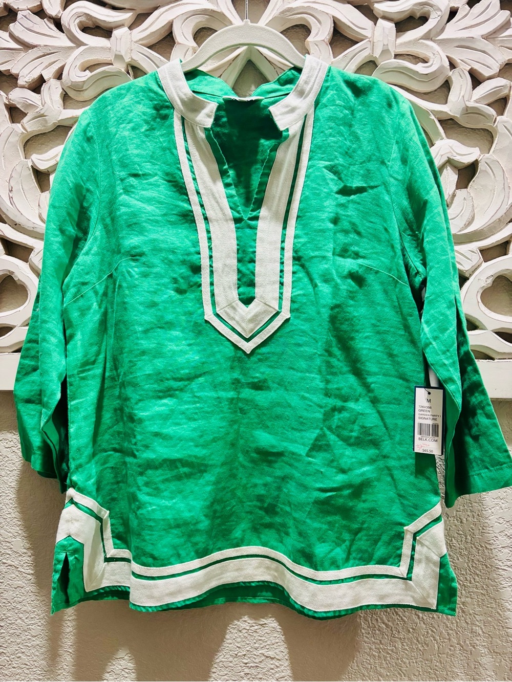 NWT Crown & Ivy Green Linen Tunic Top
